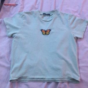 Green butterfly brandy Melville cropped tee